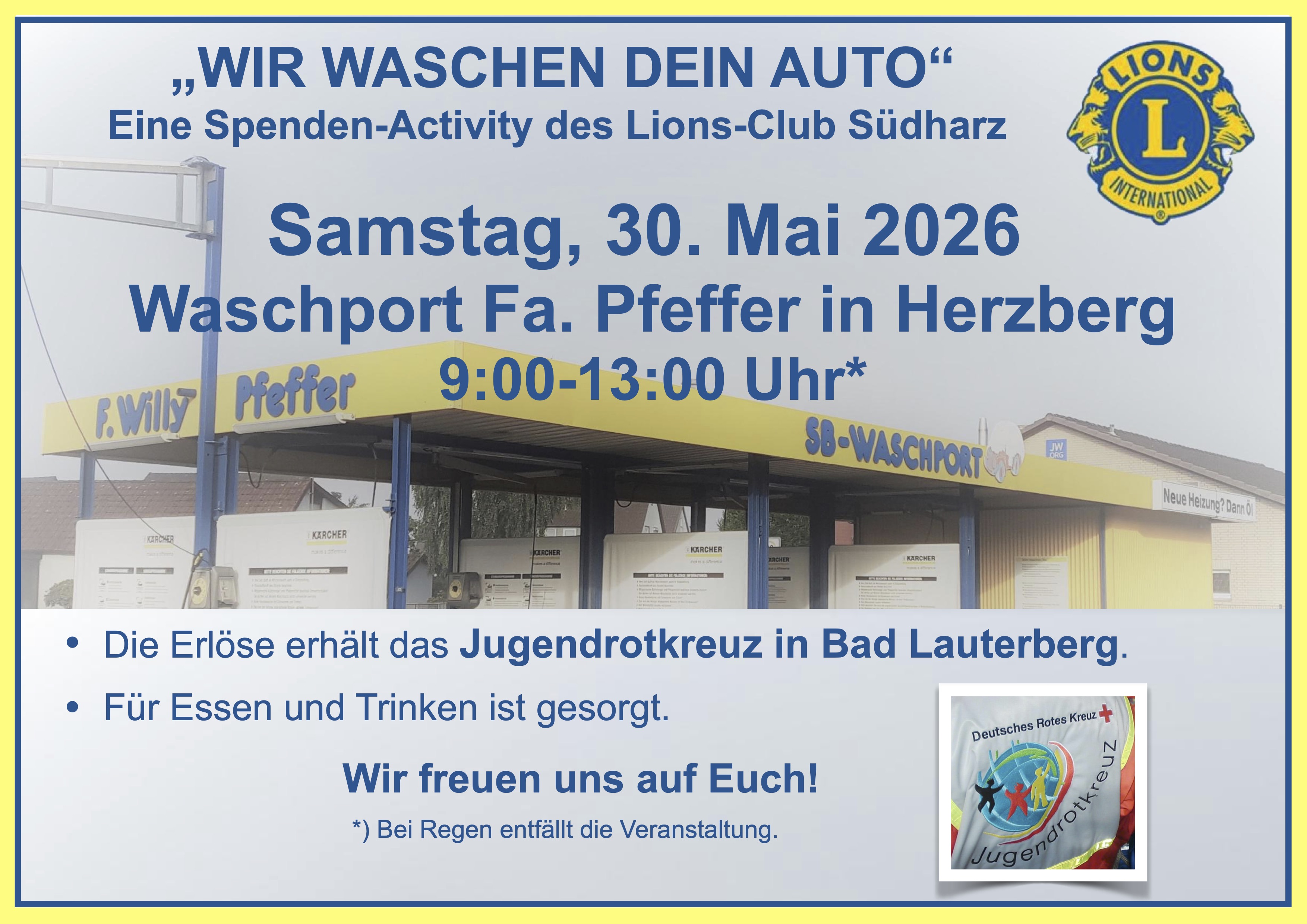 Flyer Car-Wash-Activity am 30.05.2026 in Herzberg