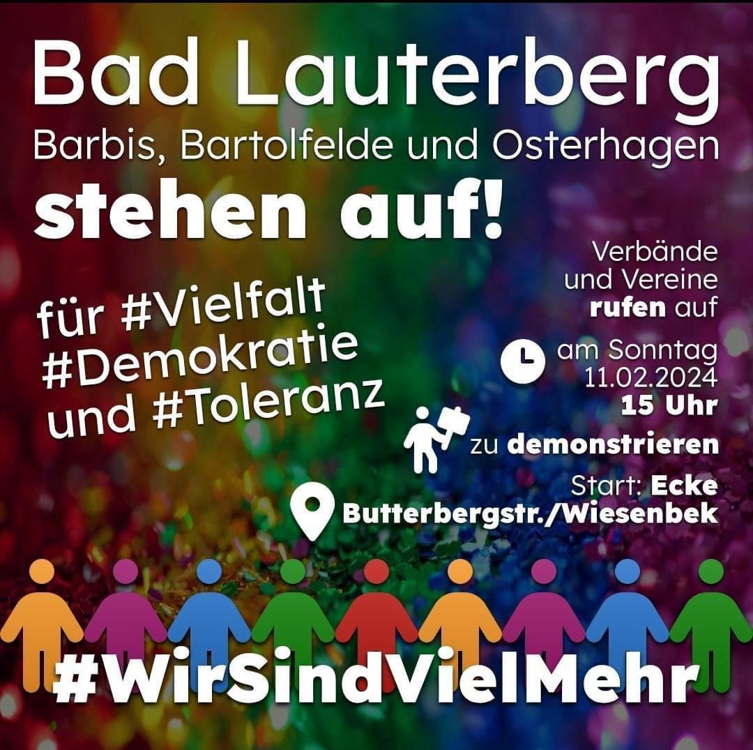 Plakat zur Demonstration am 11.02.2024 in Bad Lauterberg, 15 Uhr